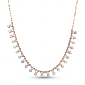 Delicate Diamond Drop Chain Necklace in Gold