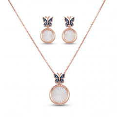 Butterfly Pendant Necklace Set in Gold