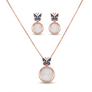 Butterfly Pendant Necklace Set in Gold