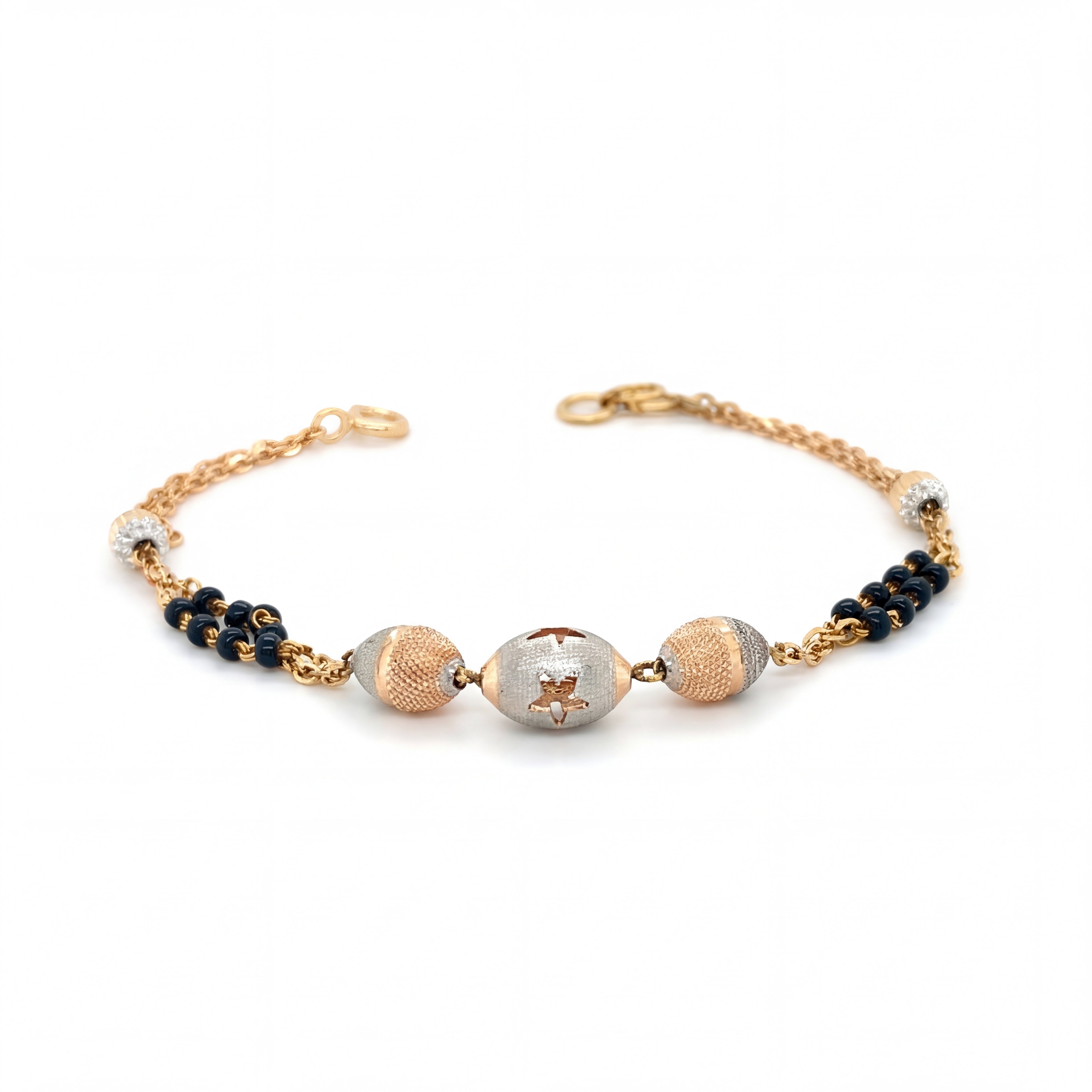 18KT Gold Bracelet with Textured Beads | Latest Design