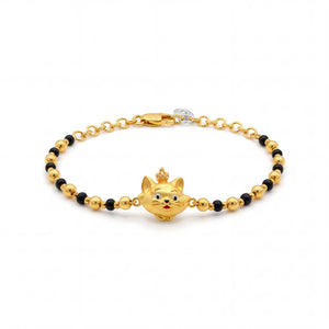 22K Gold Bachaa Black Bead Bracelet