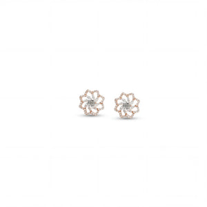Diamond Flower Stud Earrings in Gold