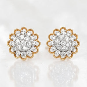 Diamond Cluster Stud Earrings in Gold