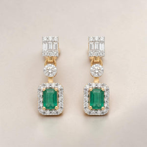 Diamond Emerald Drop Earrings for Women