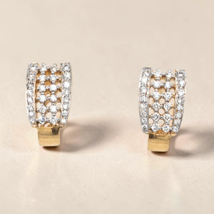Diamond Gold Huggie Earrings for Women
