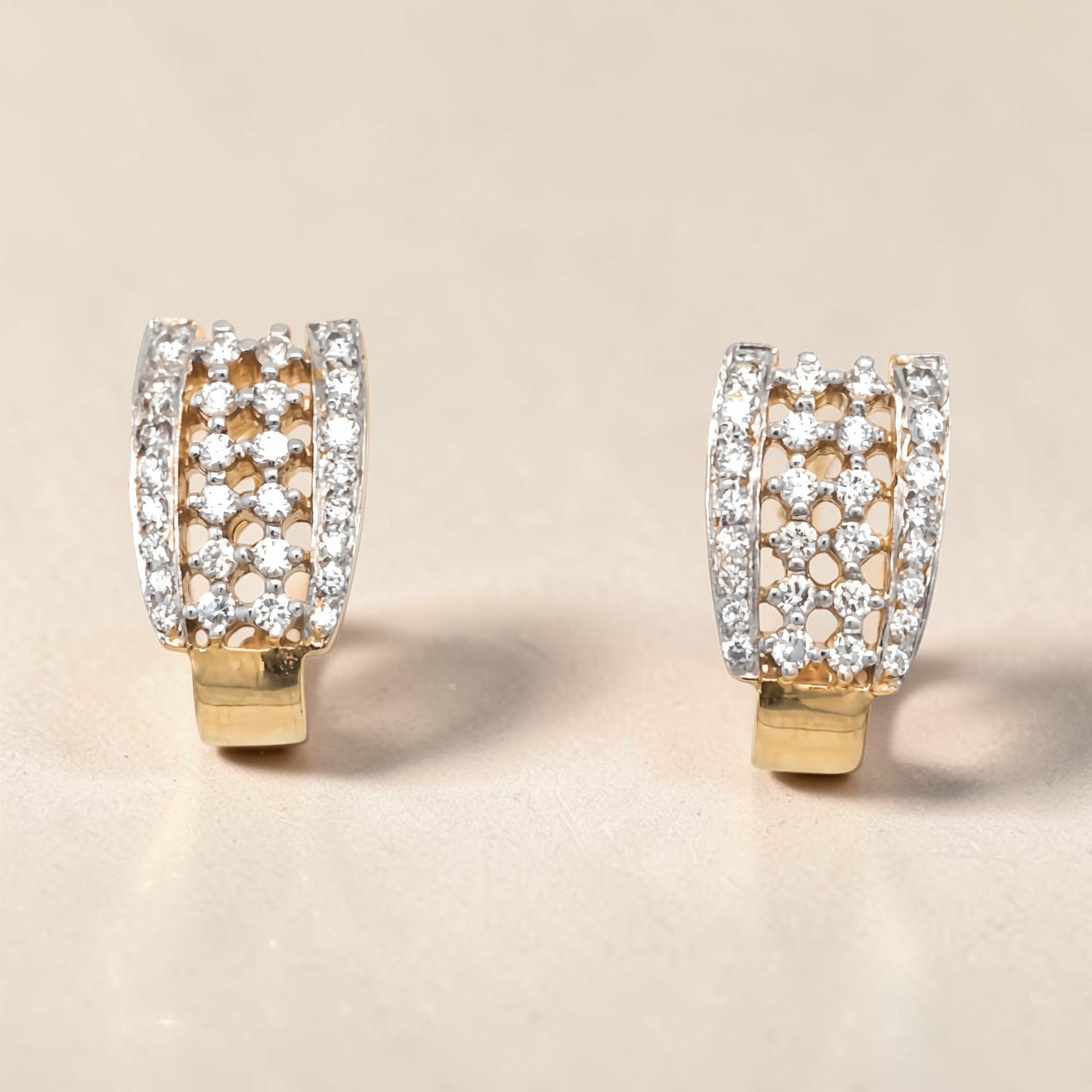 Diamond Gold Huggie Earrings for Women