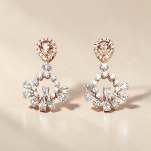 Diamond Halo Drop Earrings for Women