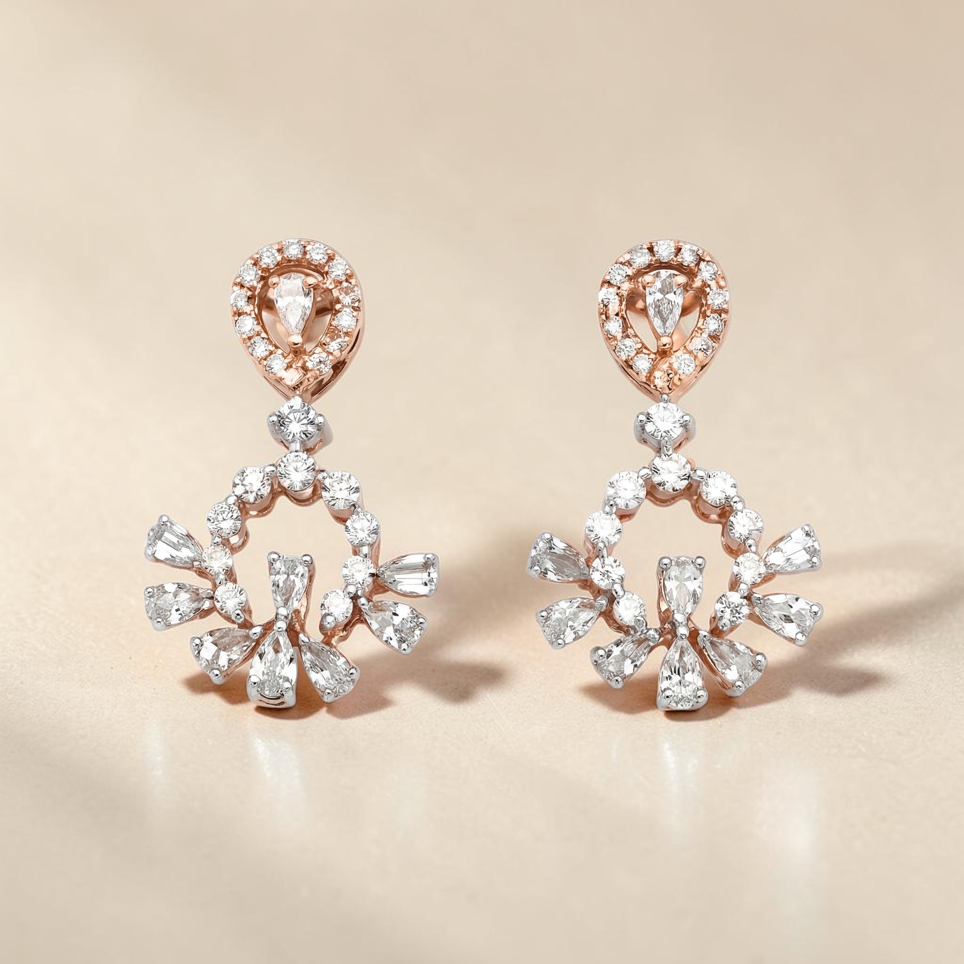 Diamond Halo Drop Earrings for Women
