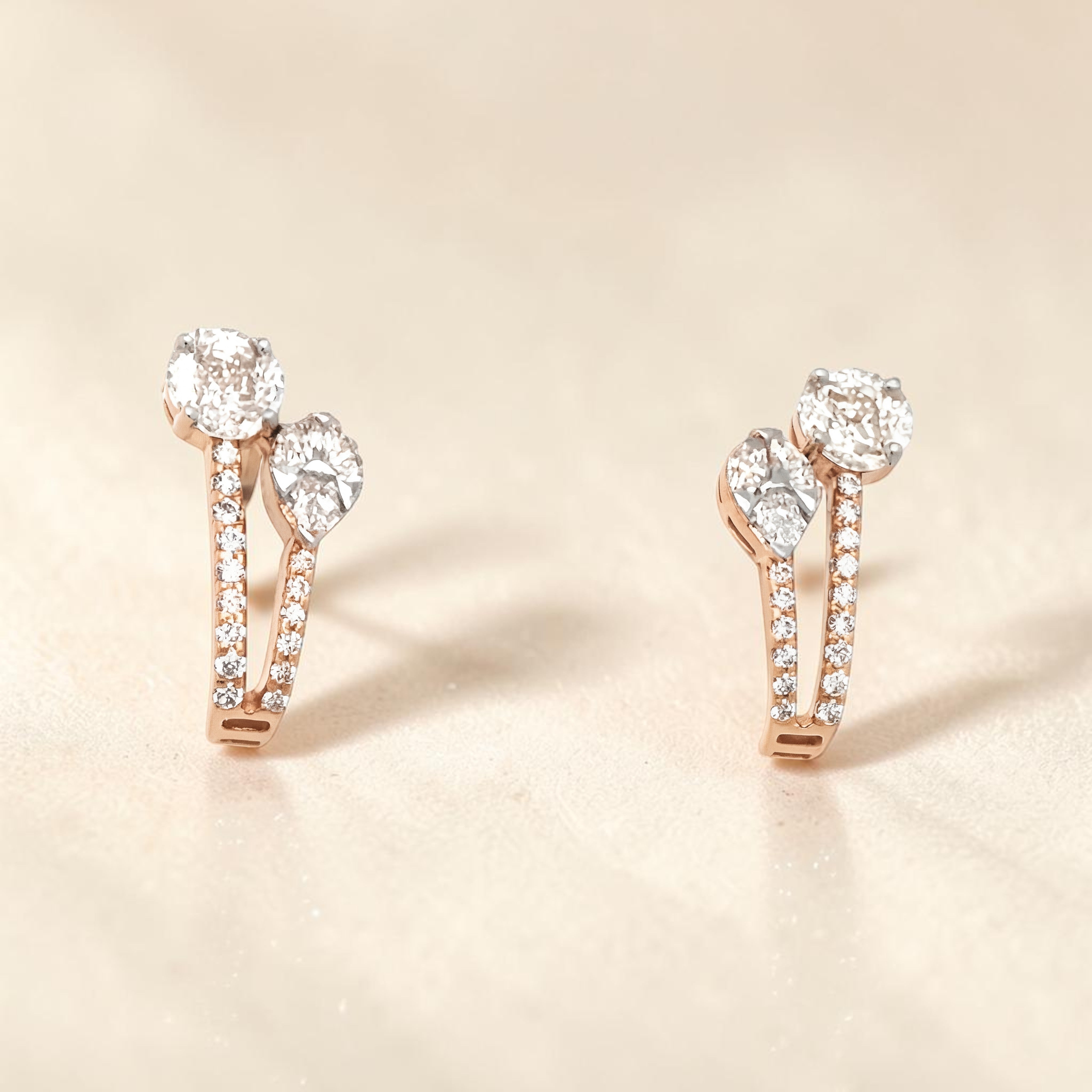 Diamond Duo Stud Earrings for Women