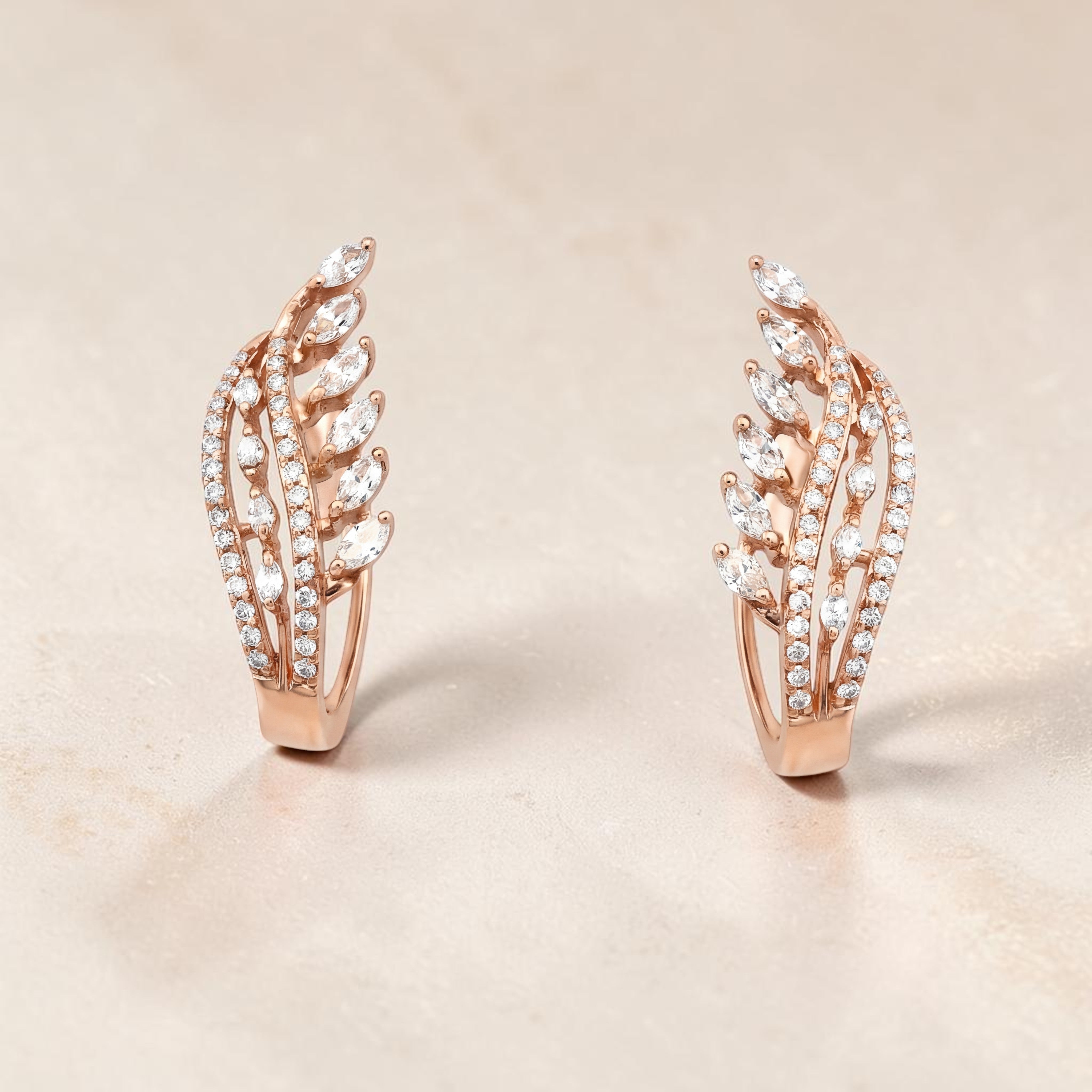 Diamond Leaf Design Earrings for Women