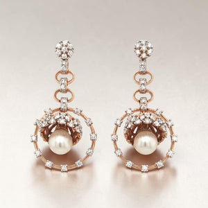 Diamond Pearl Drop Earrings for Women
