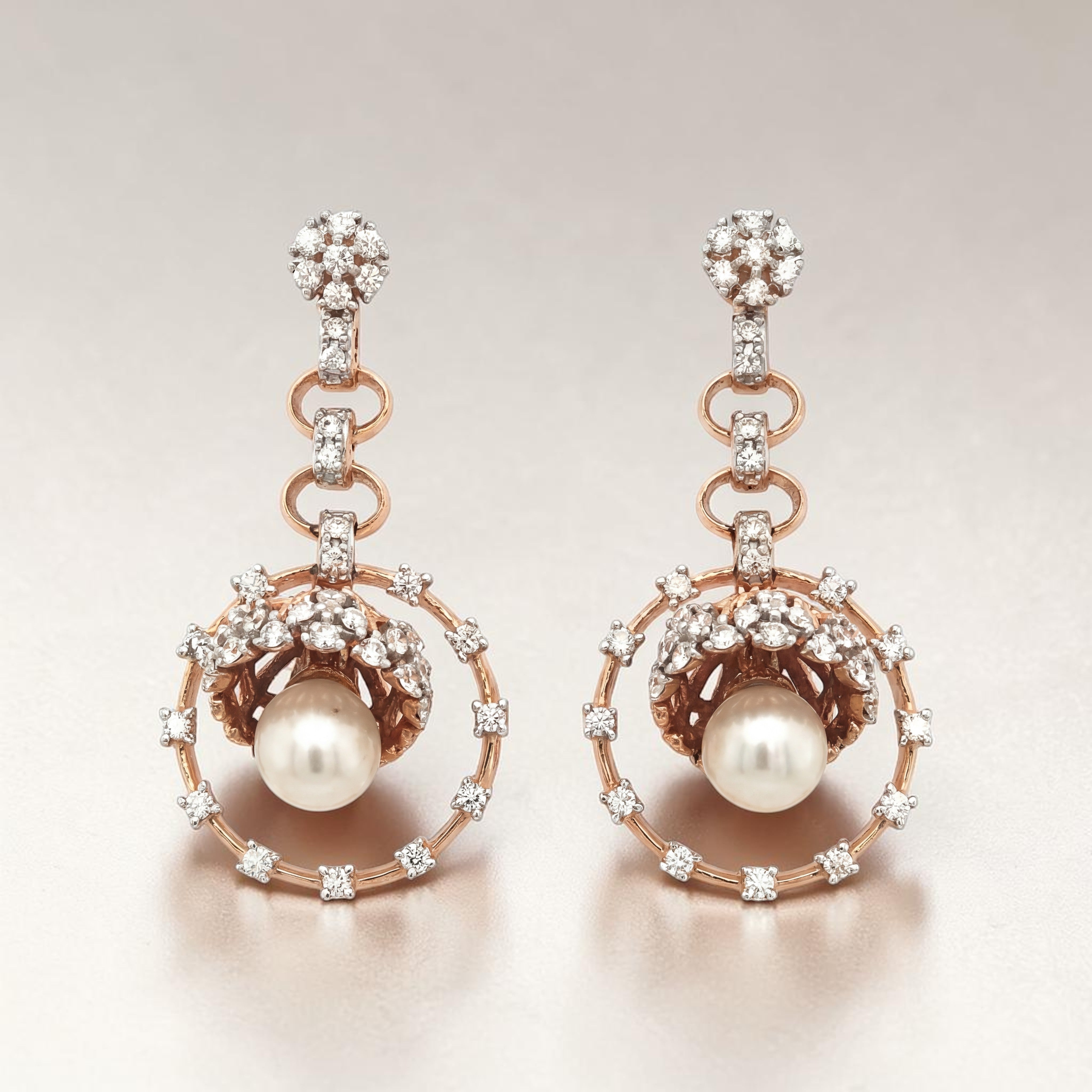 Diamond Pearl Drop Earrings for Women