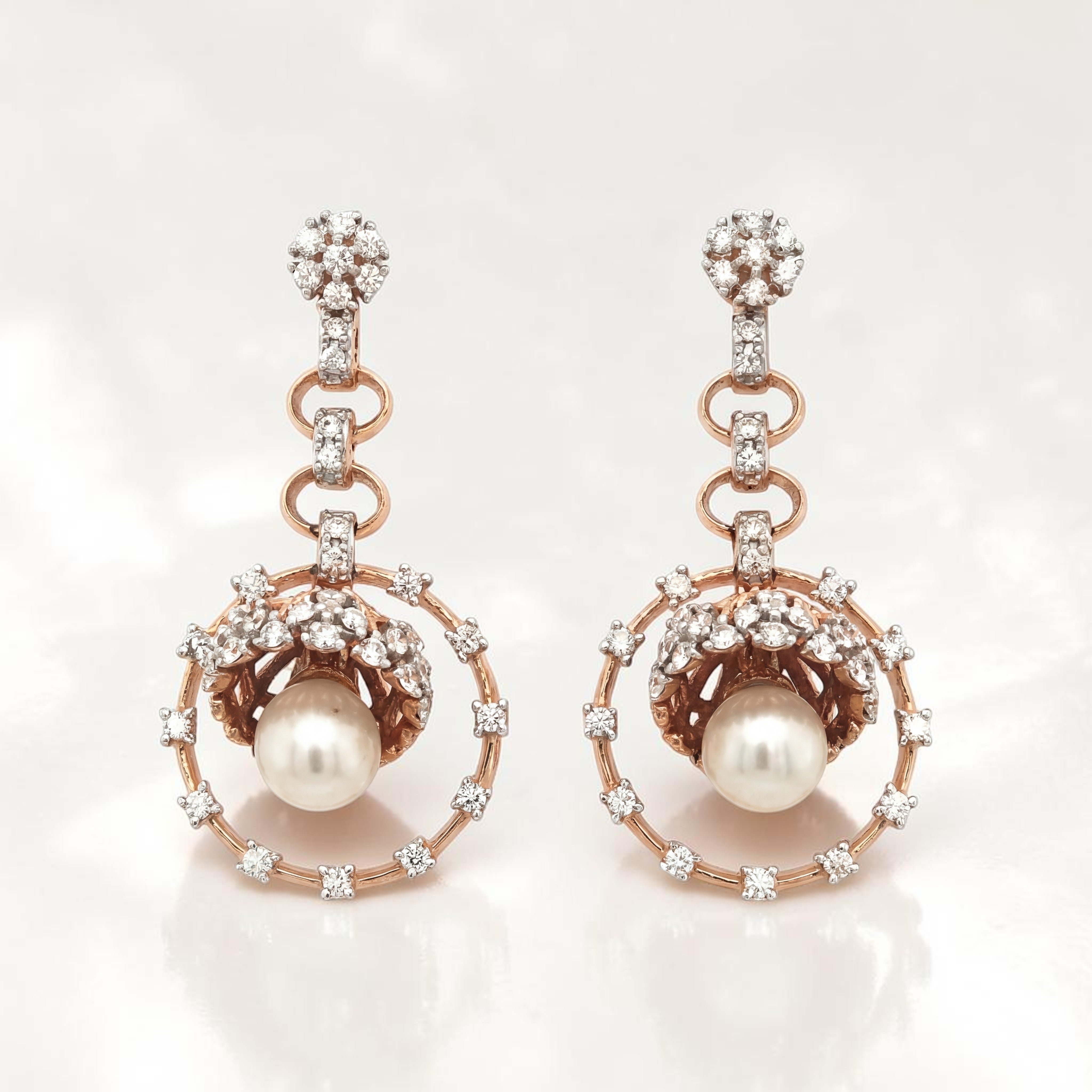 Diamond Pearl Drop Earrings for Women