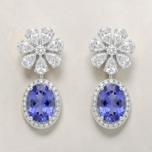 Diamond Blue Stone Drop Earrings for Women