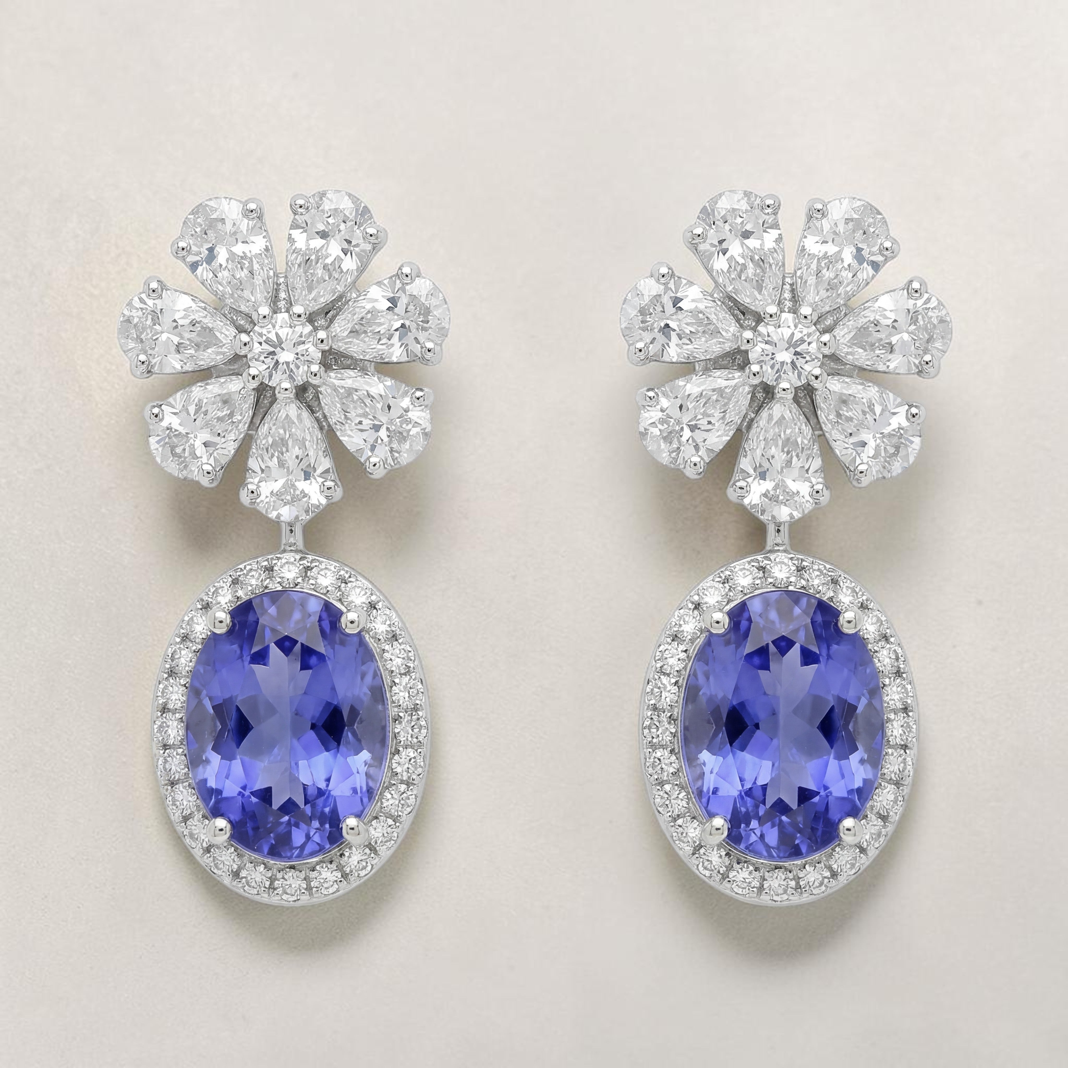 Diamond Blue Stone Drop Earrings for Women