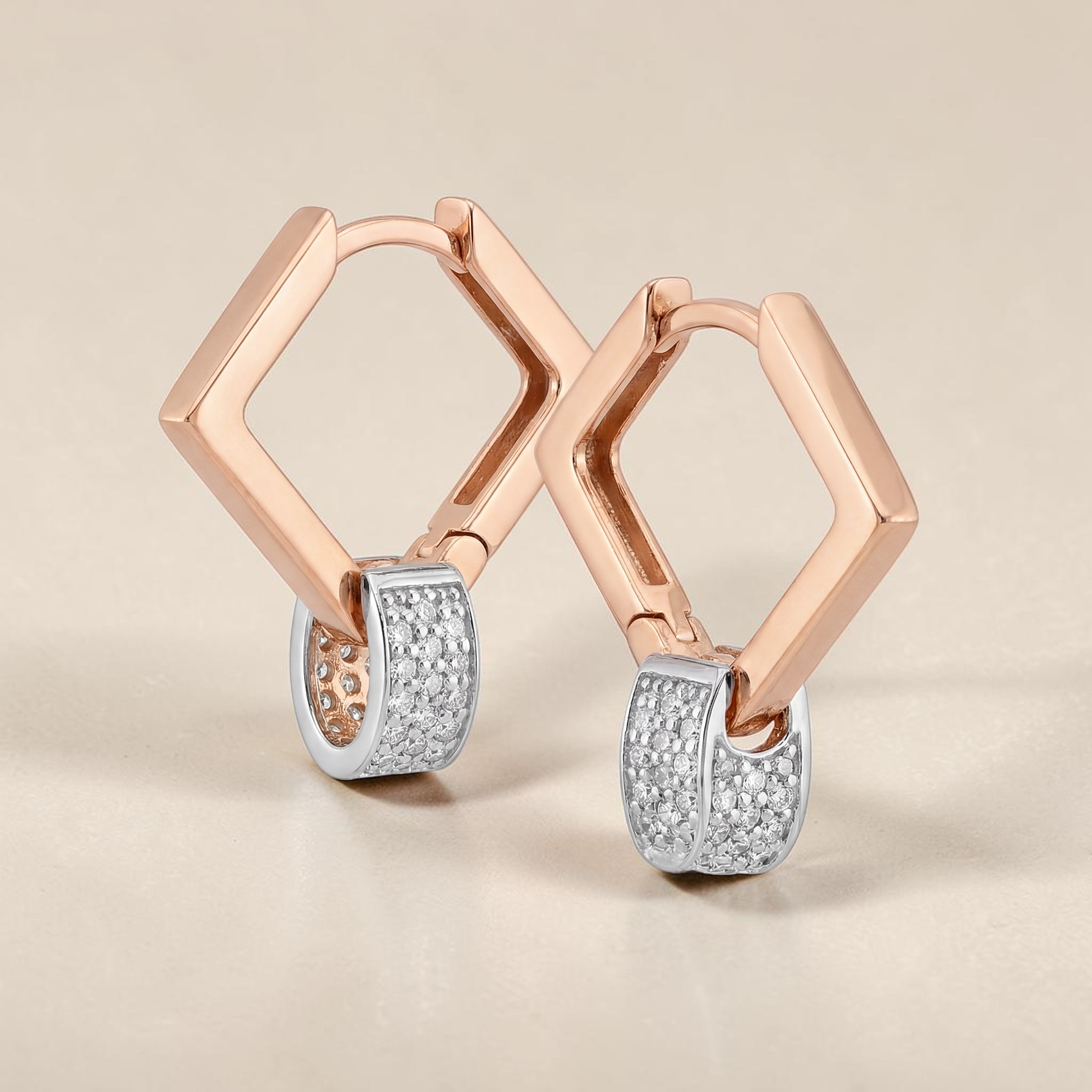 18KT Gold Geometric Hoop Earrings