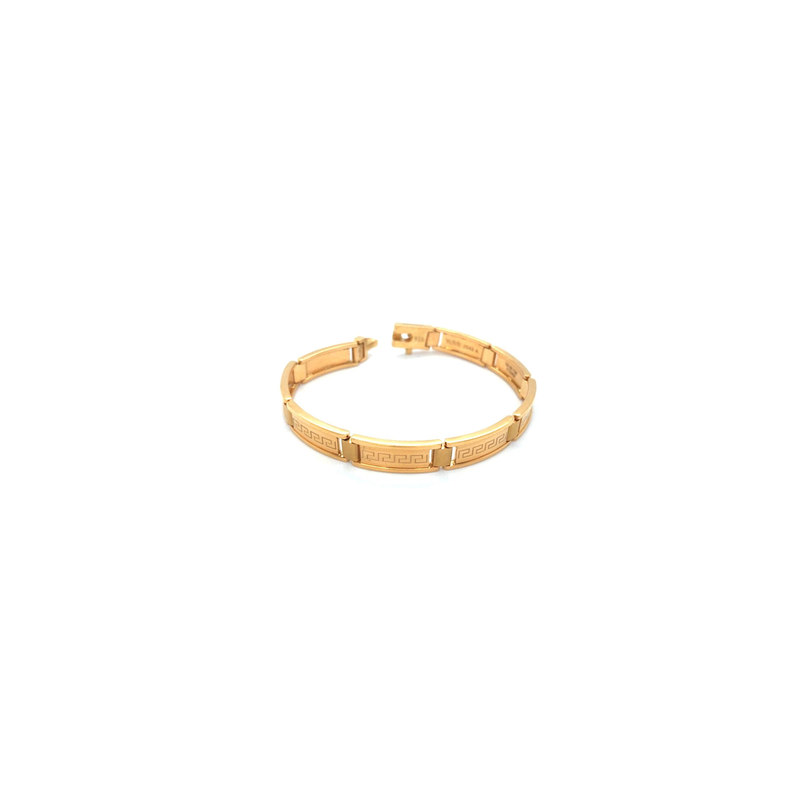 22K Gold Greek Key Design Kada for Men | Classic Gold Bracelet