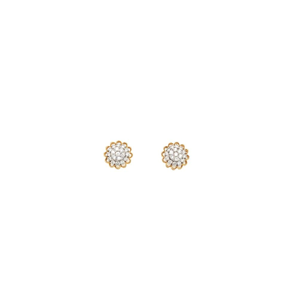 Diamond Cluster Stud Earrings in Gold