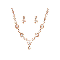 Diamond Floral Necklace Set in Gold