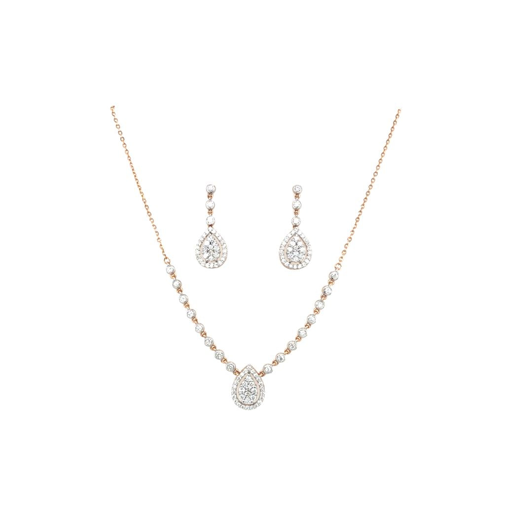 Diamond Pendant Necklace Set with Drop Earrings