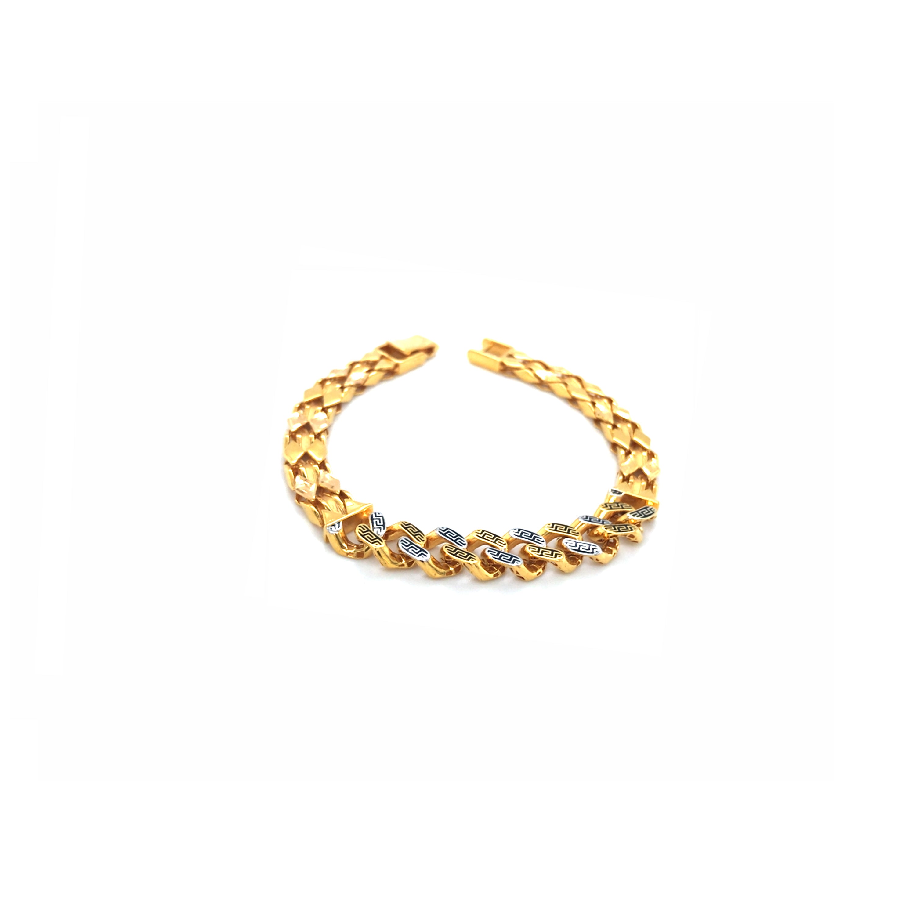 22K Gold Patterned Link Bracelet for Men | Premium Gold Jewellery