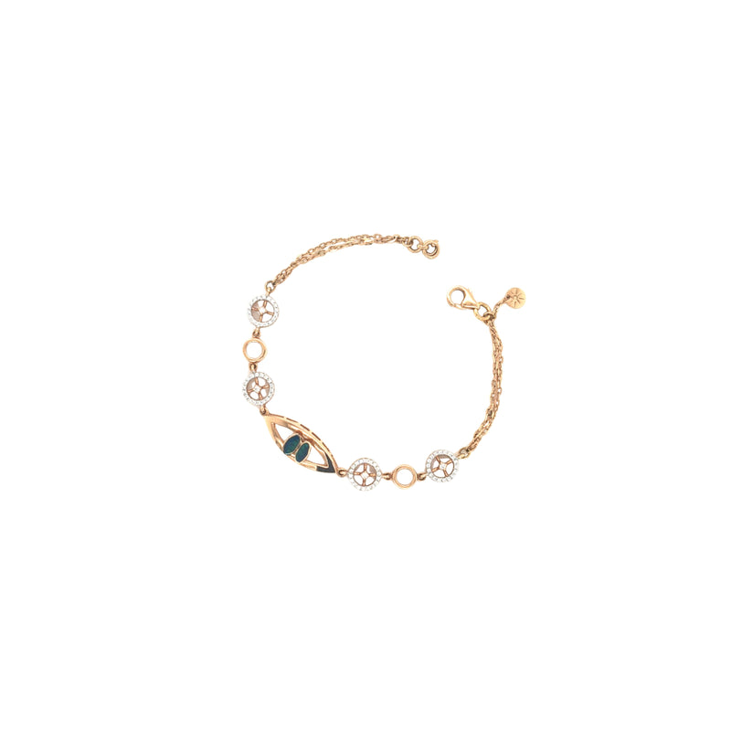 18KT Gold Bracelet for Women  Oval Leaf Centre Design