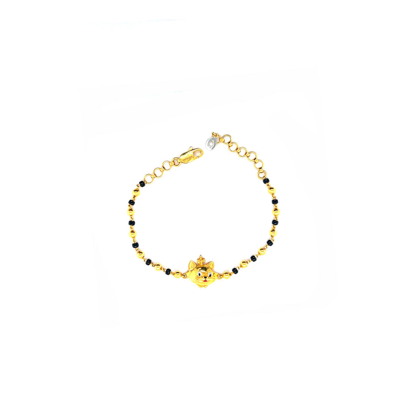 22K Gold Bachaa Black Bead Bracelet