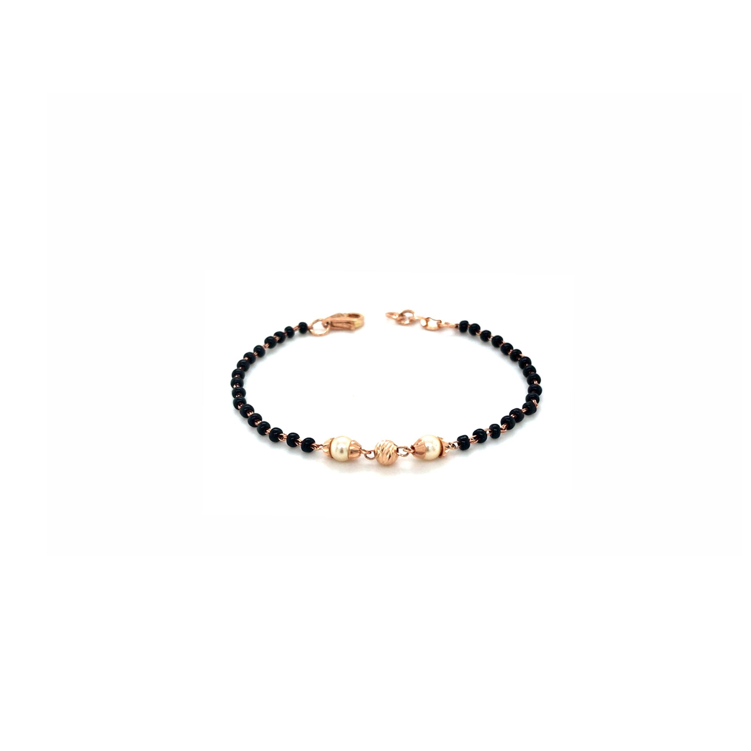 18KT Gold Black Beads Bracelet for Everyday Wear