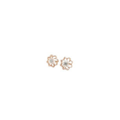 Diamond Flower Stud Earrings in Gold