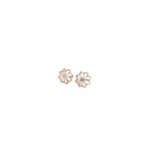 Diamond Flower Stud Earrings in Gold