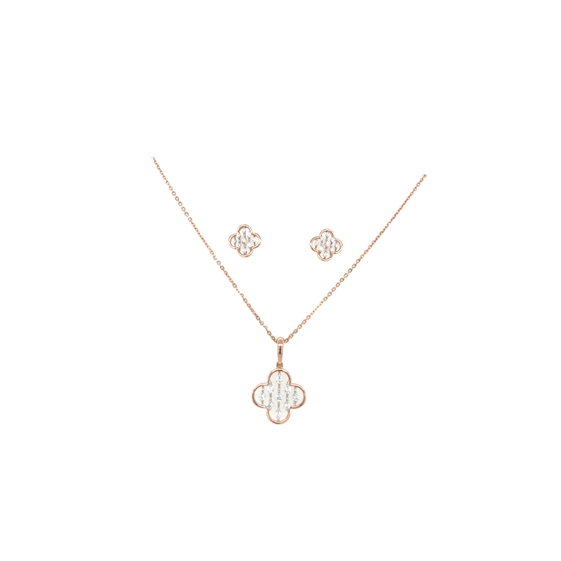 Floral Diamond Necklace Set in Gold | Elegant Fine Jewellery