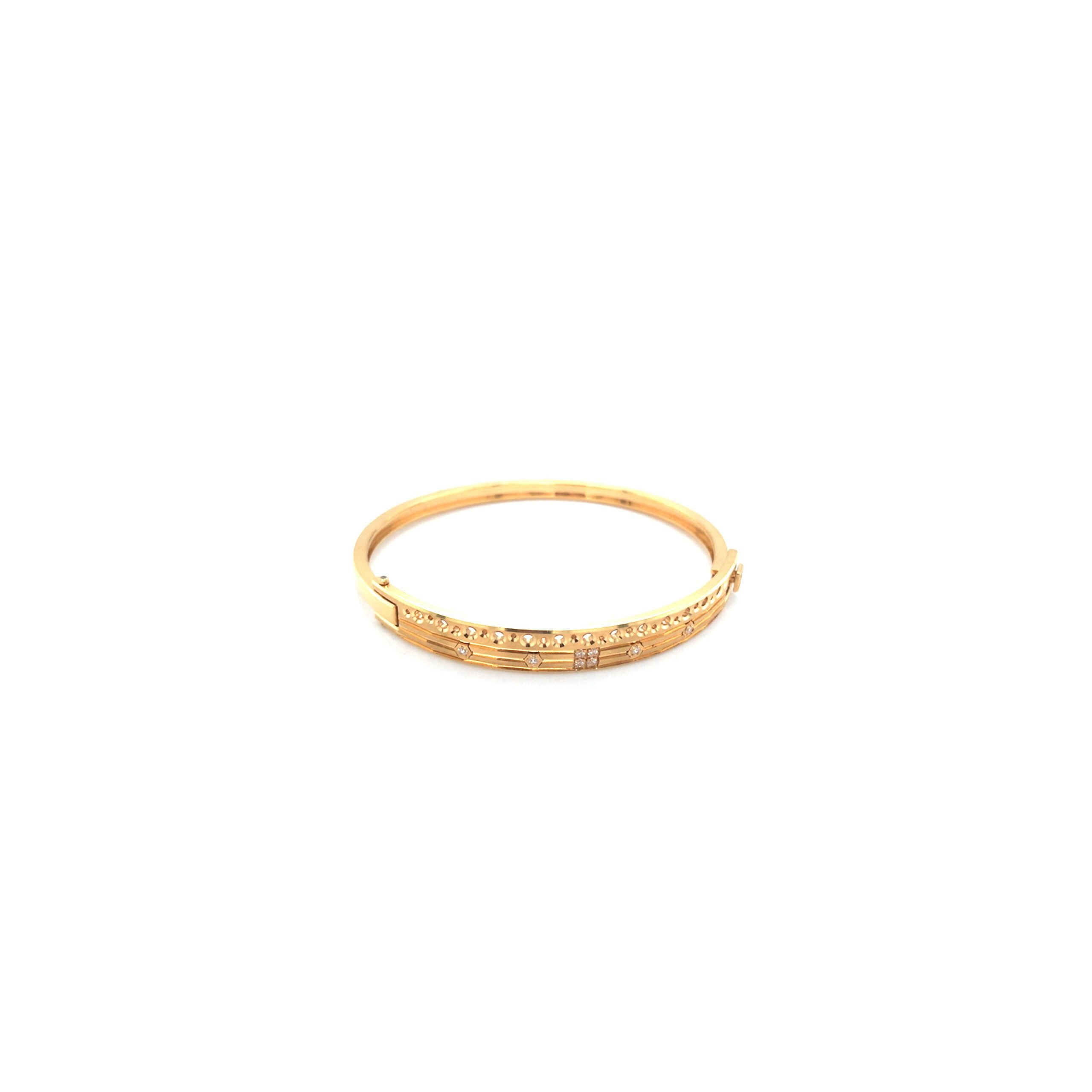 22K Gold Minimal Designer Kada for Men | Stone Studded