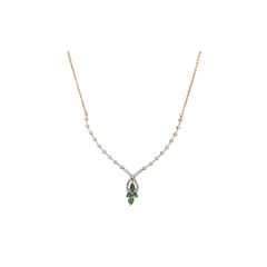 Diamond Necklace with Green Stone Drops