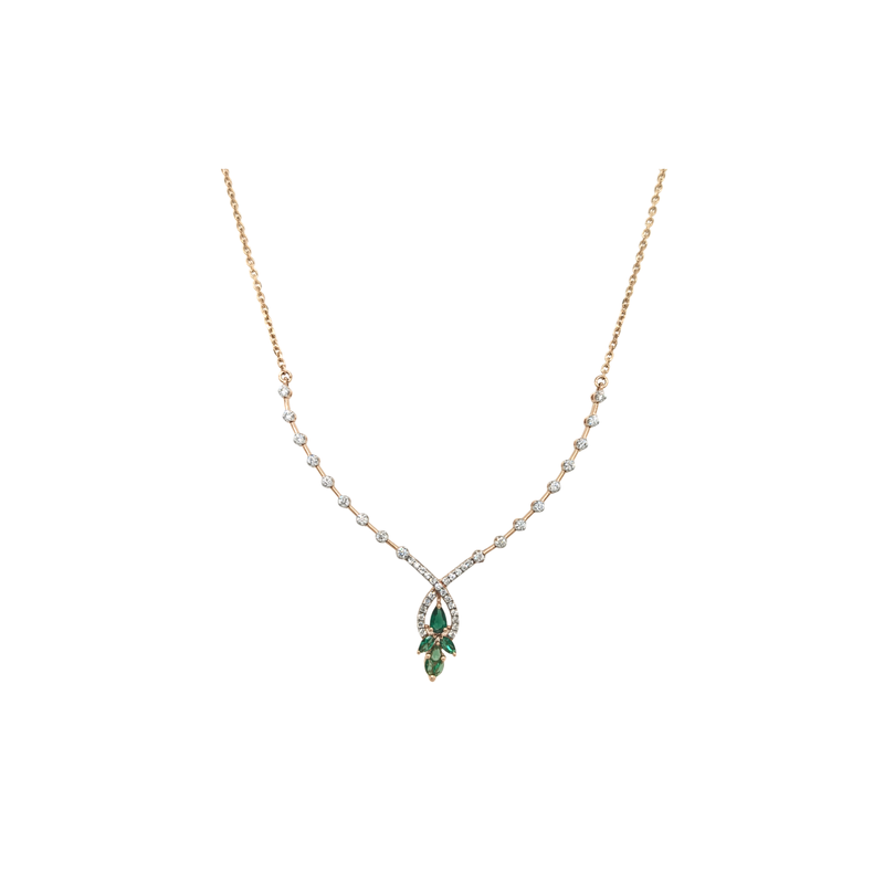 Diamond Necklace with Green Stone Drops