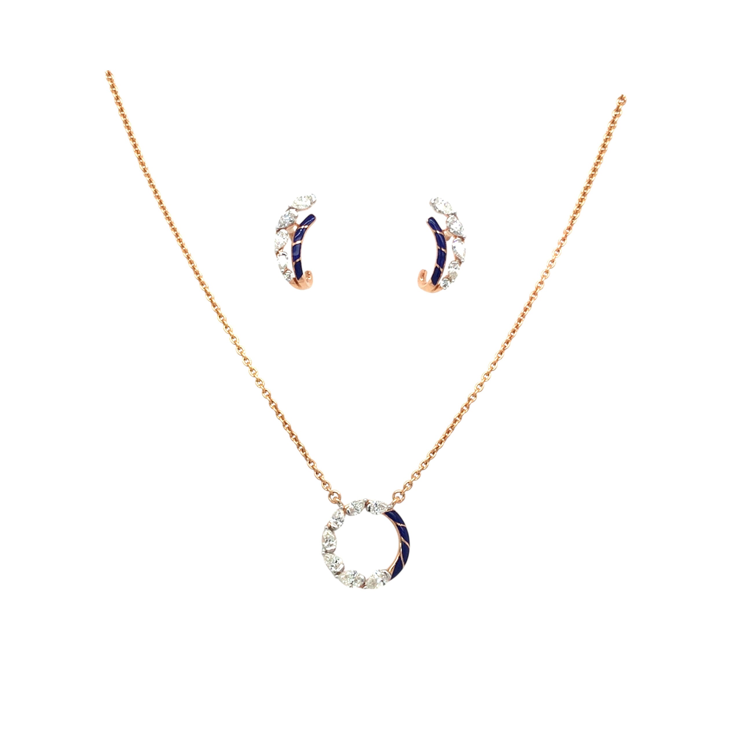 Diamond Pendant & Earring Set in Gold