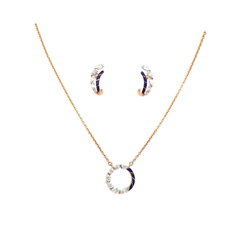 Diamond Pendant & Earring Set in Gold