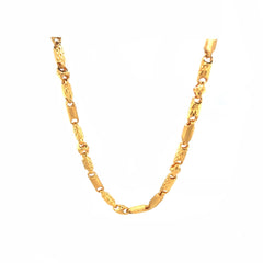 22KT Designer Gold Chain | Sculpted Bar Links