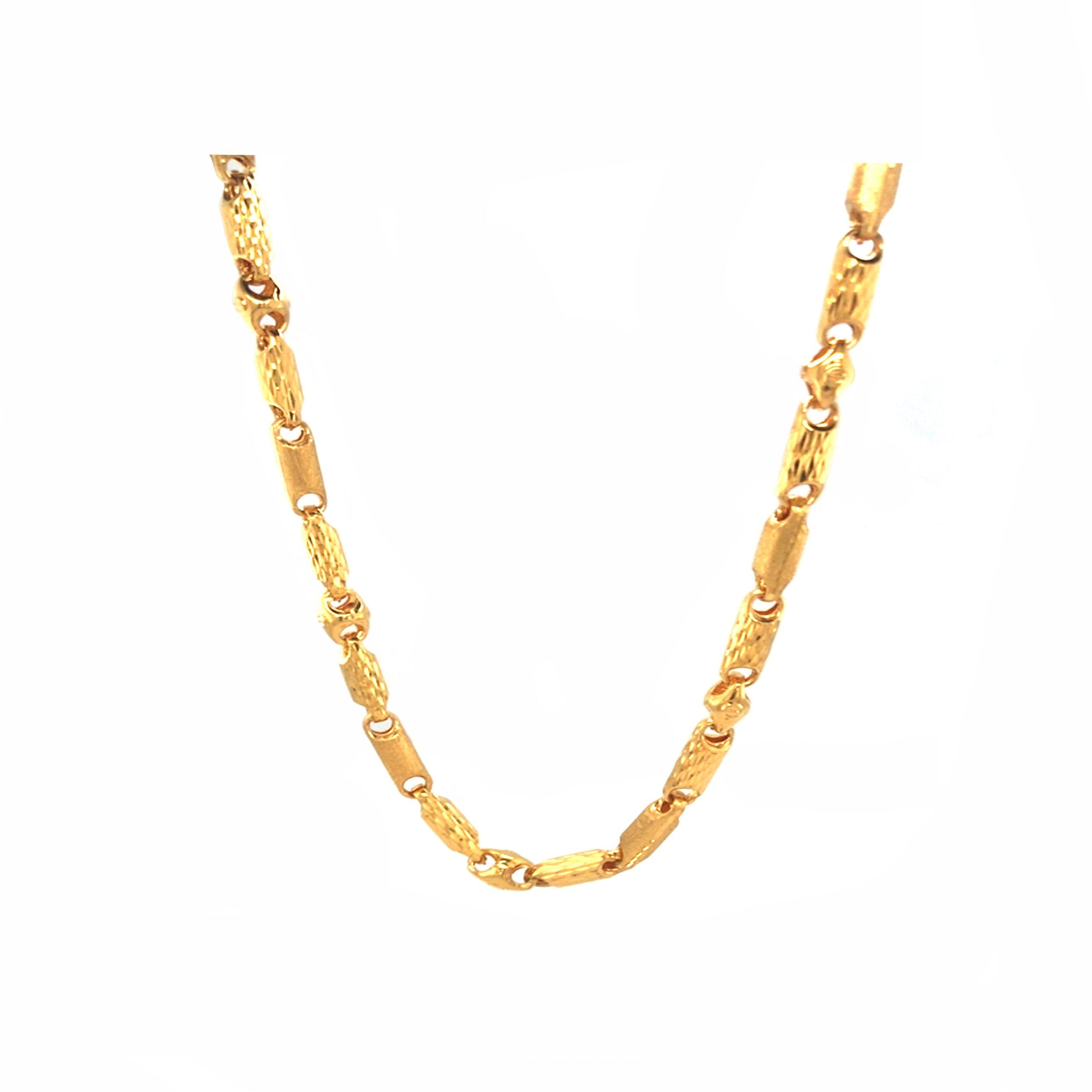 22KT Designer Gold Chain  Sculpted Bar Links