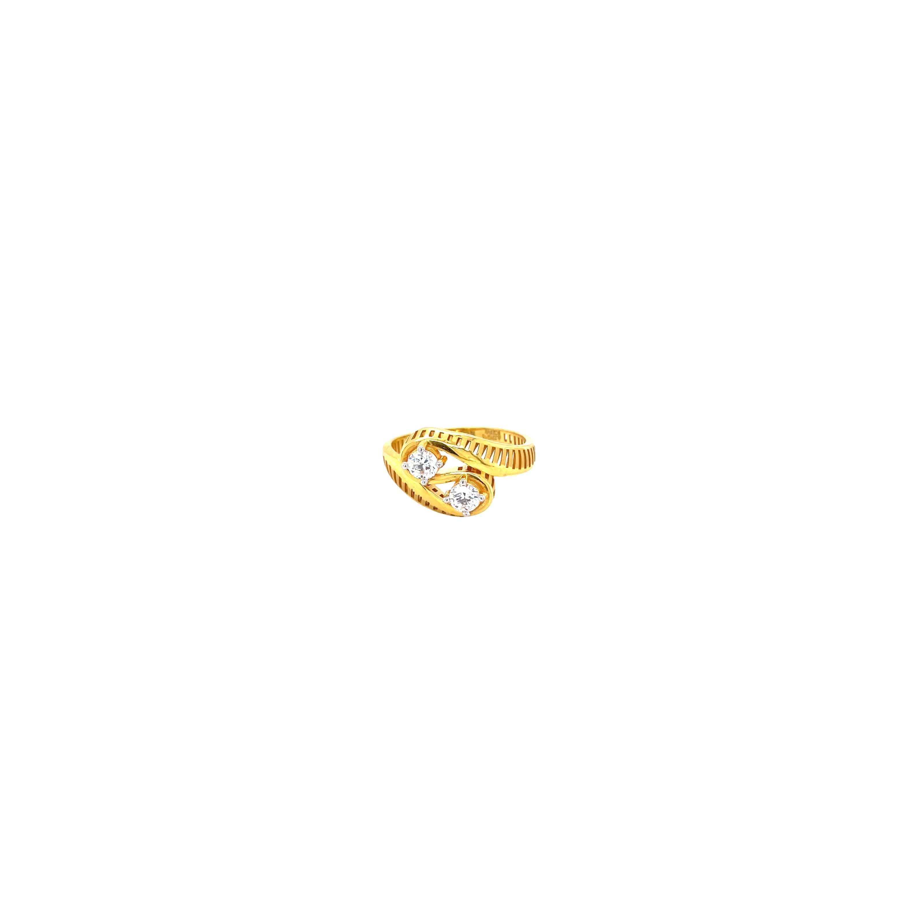 22KT Gold Designer Cutwork CZ Ring