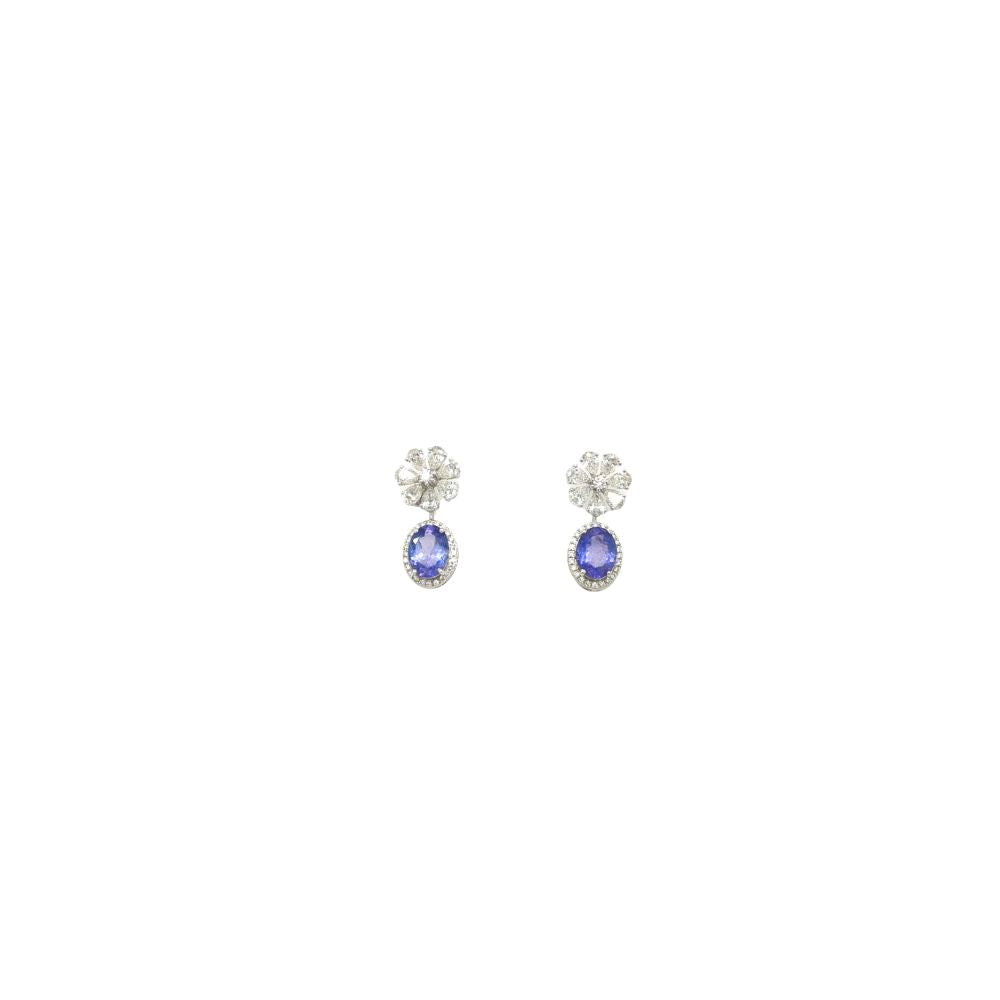 Diamond Blue Stone Drop Earrings for Women