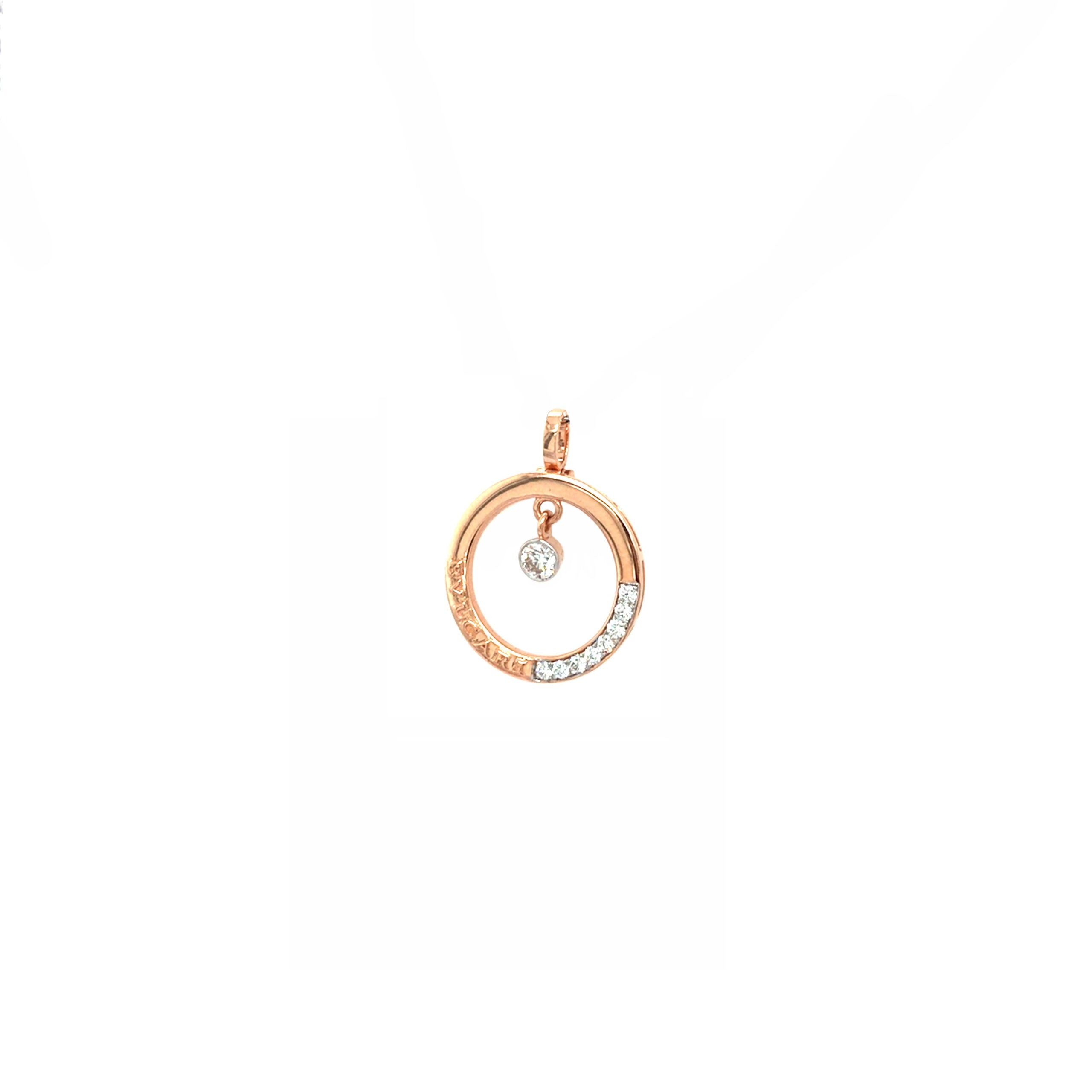 Circle Diamond Drop Pendant in Gold