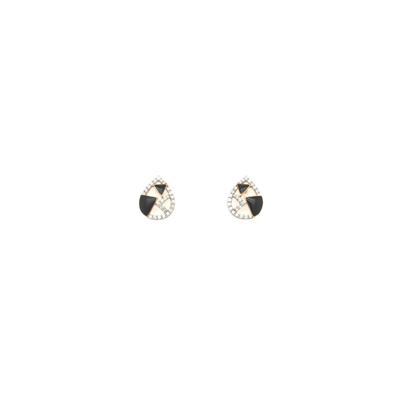 Diamond Stud Earrings with Black Accent