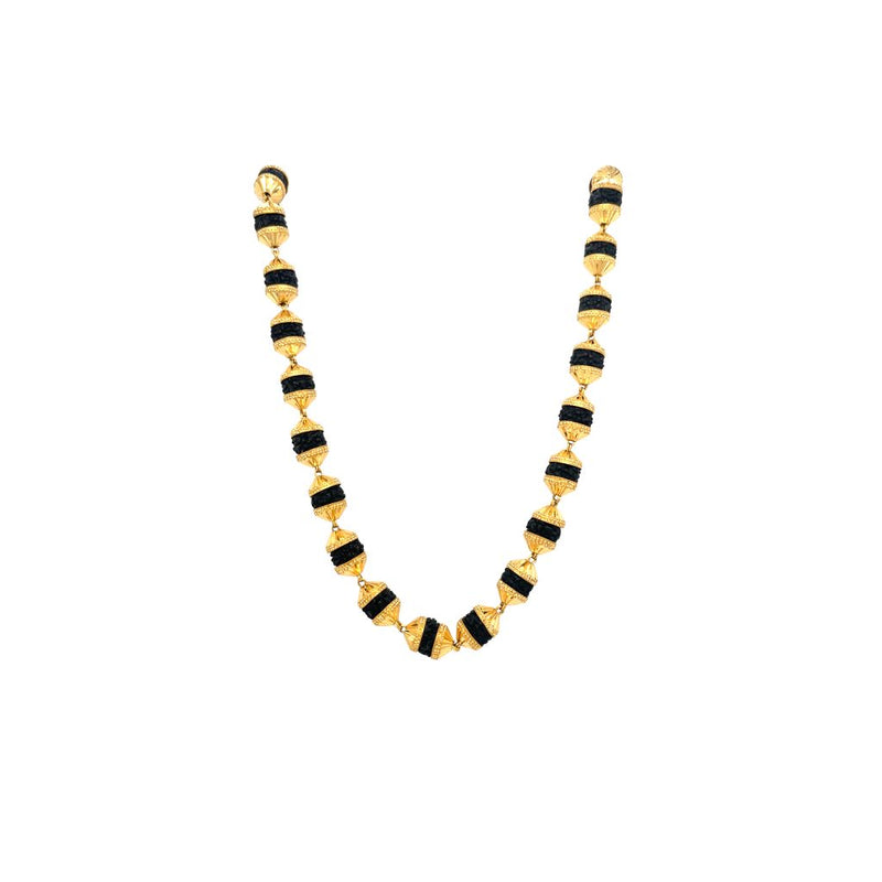 22Kt Gold Black Beads Mala | Gold Black Beaded Chain