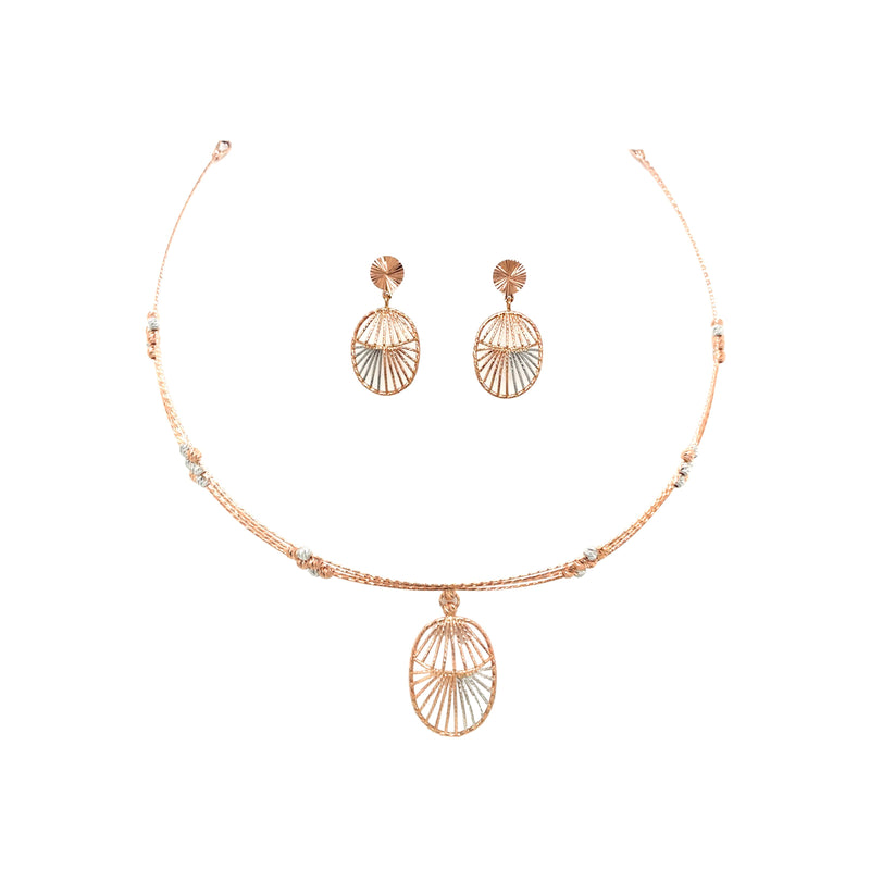 18KT Rose Gold Pendant Set  Gift-Ready Dual Shade
