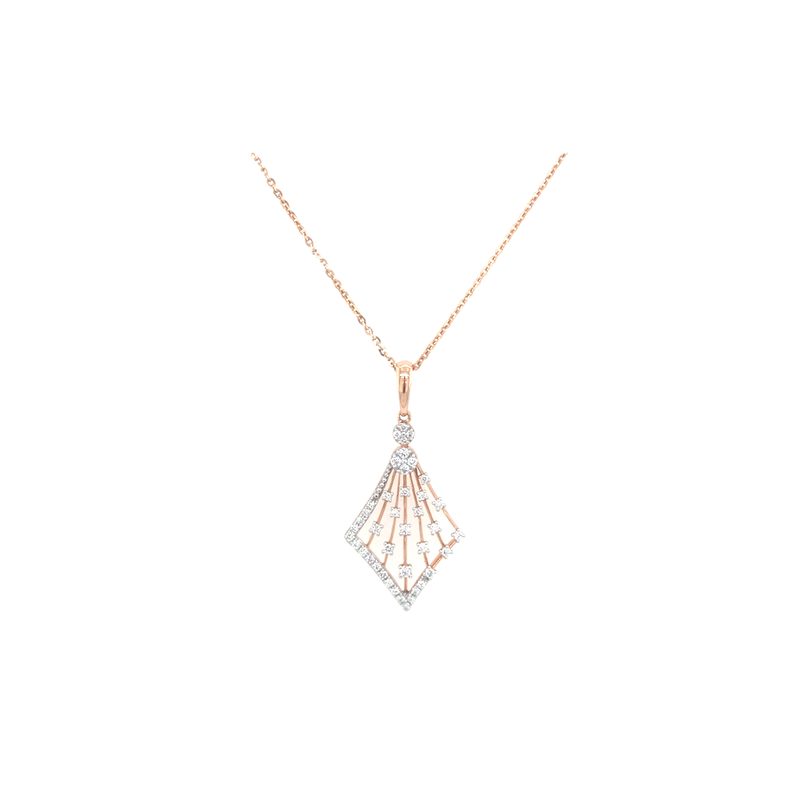 Geometric Diamond Pendant Set in Rose Gold