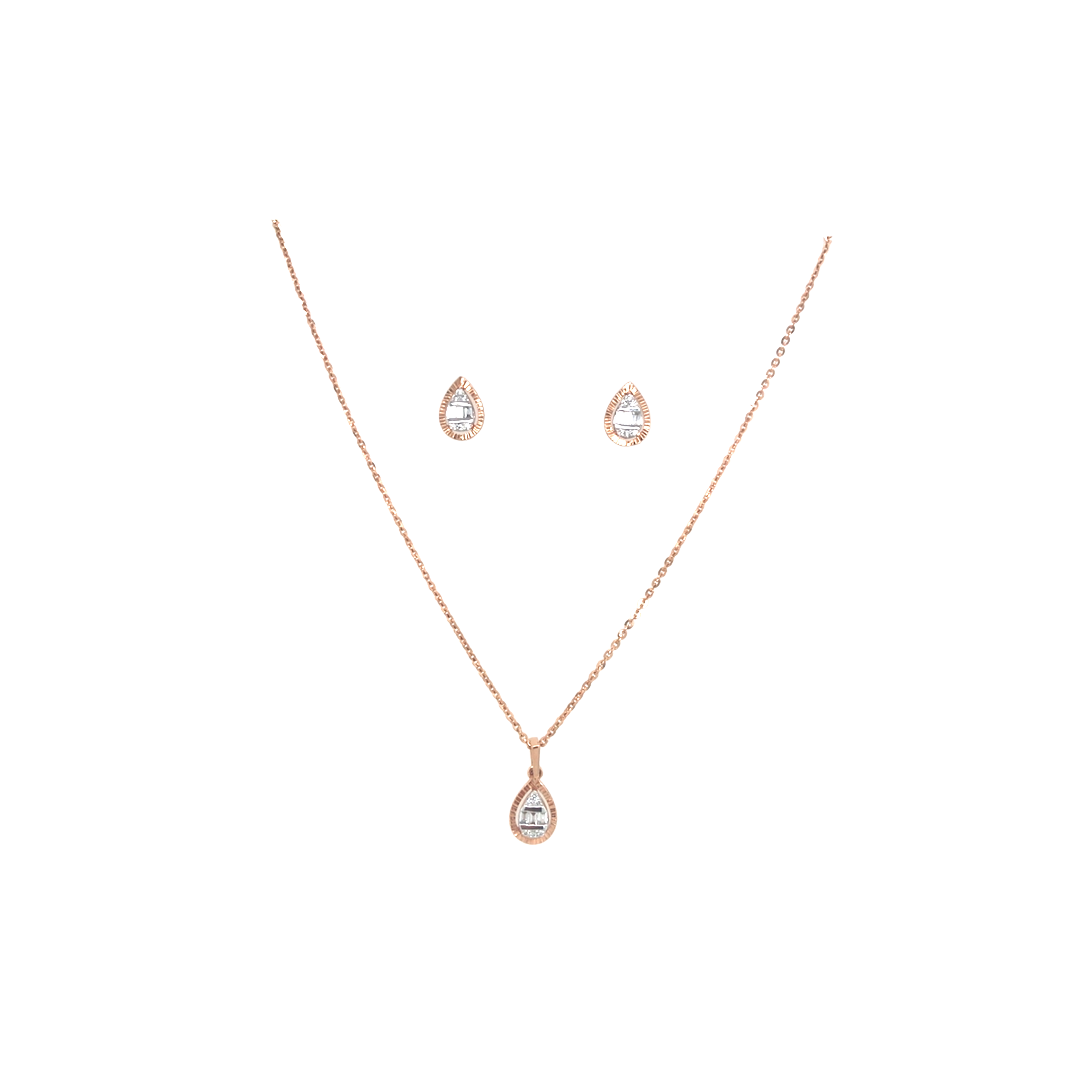 Light Drop Diamond Necklace Set in Gold