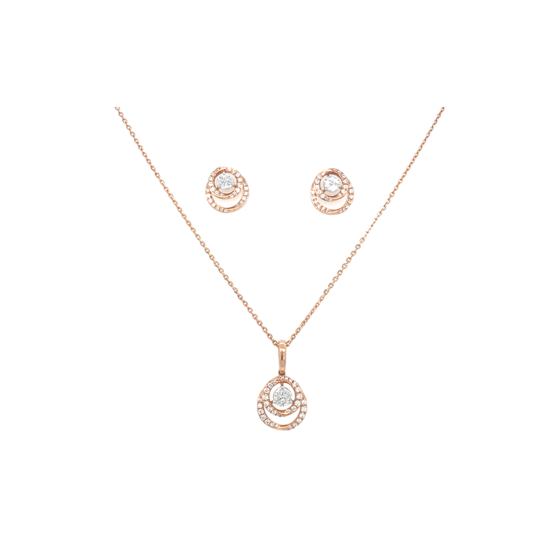 Round Diamond Pendant Set in Rose Gold