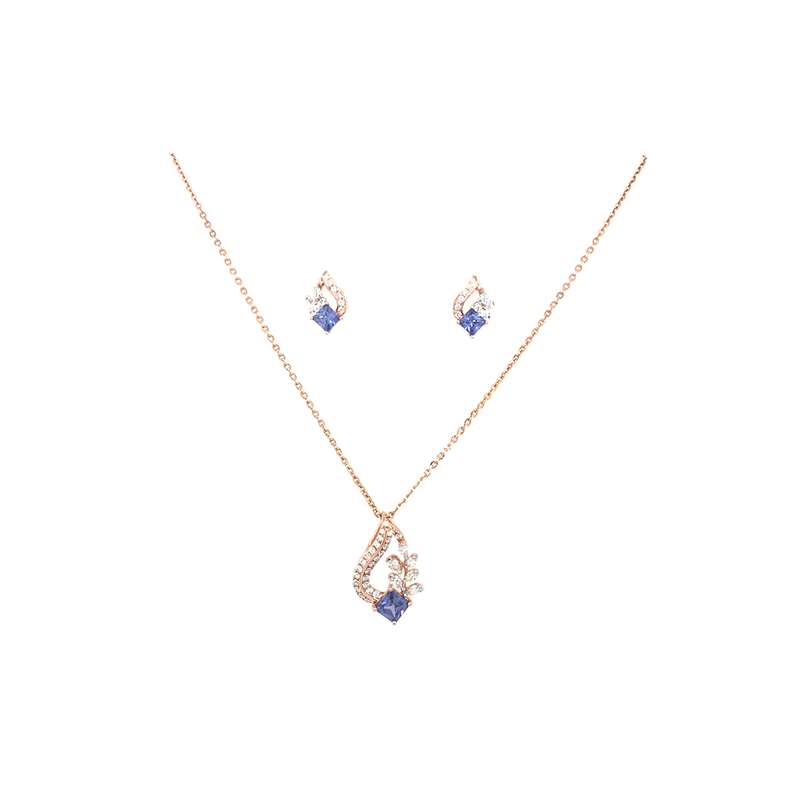 Diamond Necklace Set with Blue Stone | Elegant Fine Jewellery