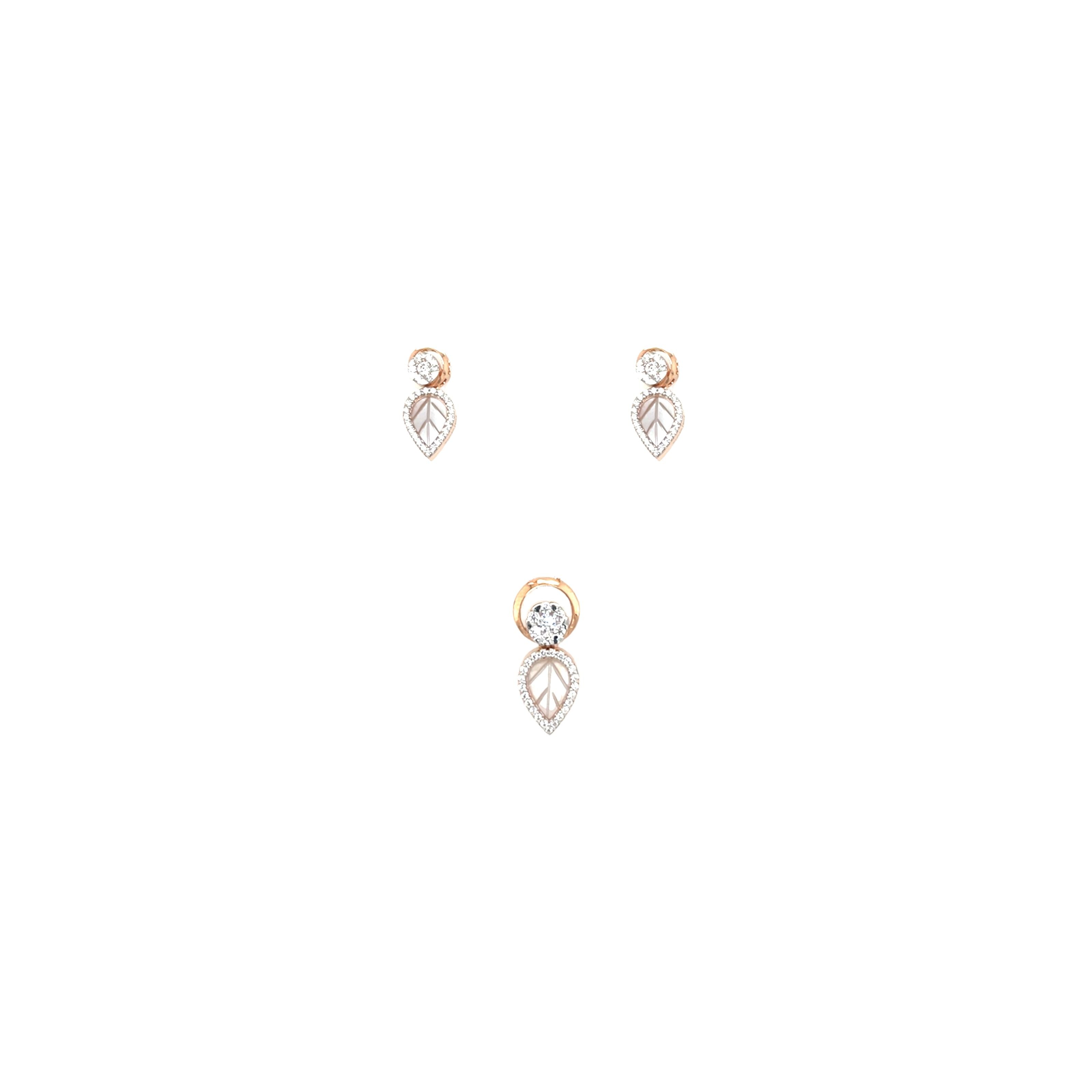 18KT Lightweight Pendant Set - Leaf Drop Design
