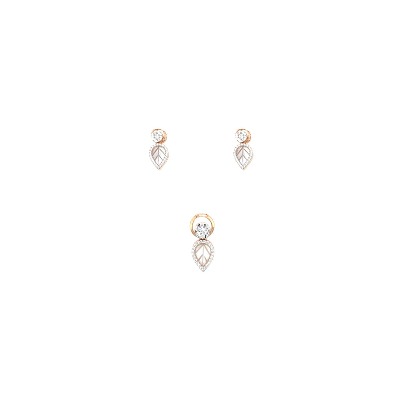 18KT Lightweight Pendant Set - Leaf Drop Design